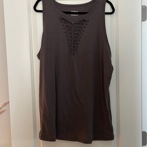 Torrid Steel Gray Torn/Knotted Washed Look Tank Size 3